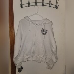 Victoria Secret Pink white zip up hoodie size small